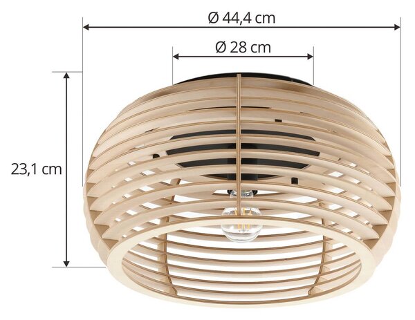 Lampa sufitowa Ediz Lindby, możliwość ściemniania, jasne drewno, przedpokój, drewno, nowoczesny