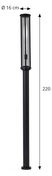 Lucande lampa zewnętrzna Alivaro, czarna, 220 cm, E27, IP65 Alivaro Lucande, możliwość ściemniania, czarny, aluminium, nowoczesny