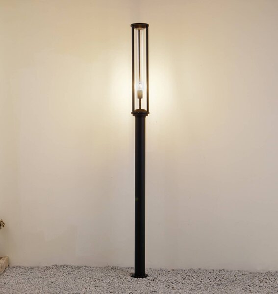 Lucande lampa zewnętrzna Alivaro, czarna, 220 cm, E27, IP65 Alivaro Lucande, możliwość ściemniania, czarny, aluminium, nowoczesny