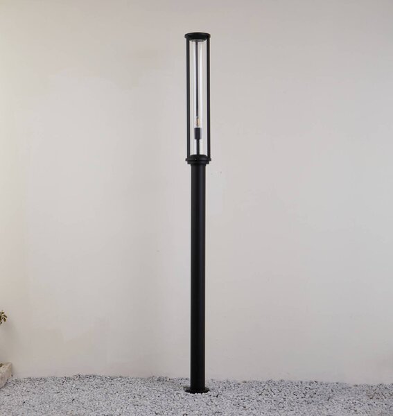 Lucande lampa zewnętrzna Alivaro, czarna, 220 cm, E27, IP65 Alivaro Lucande, możliwość ściemniania, czarny, aluminium, nowoczesny