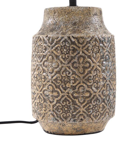 Lampa stołowa Aelith Lindby, aluminiowy / szary / cynkowy, salon / jadalnia, tkanina / materiał / jedwab, dworkowy / rustykalny