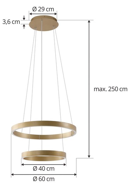Inteligentna lampa wisząca Yonam Lucande, możliwość ściemniania, mosiężny / złoty, salon / jadalnia, aluminium, nowoczesny