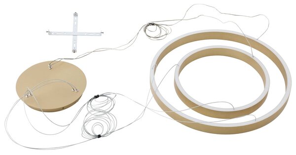 Inteligentna lampa wisząca Yonam Lucande, możliwość ściemniania, mosiężny / złoty, salon / jadalnia, aluminium, nowoczesny