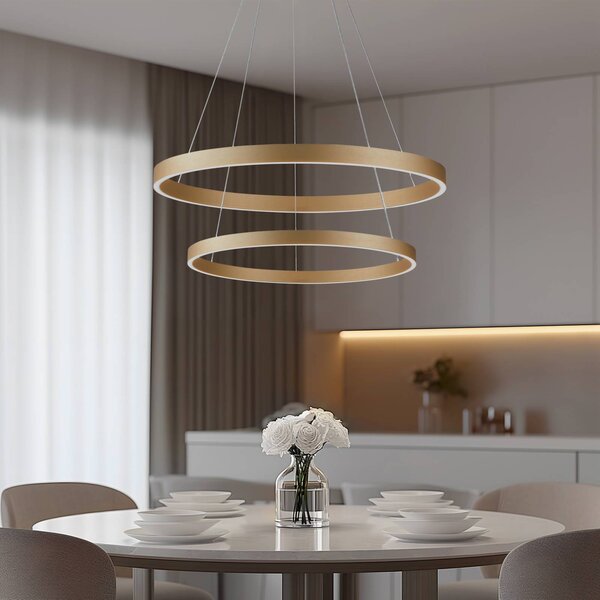 Inteligentna lampa wisząca Yonam Lucande, możliwość ściemniania, mosiężny / złoty, salon / jadalnia, aluminium, nowoczesny