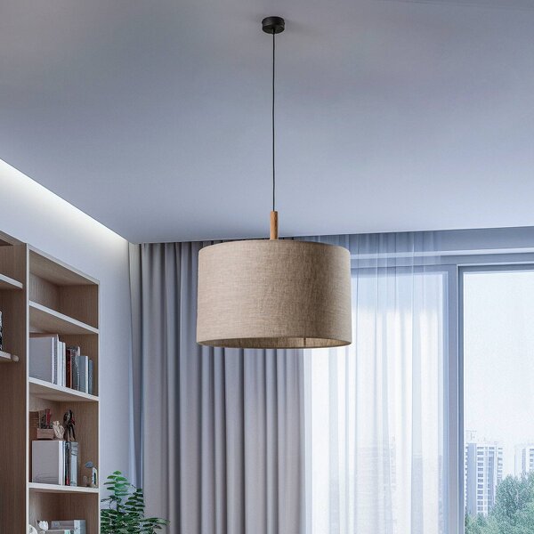 Żyrandol Deva Nature, 1-punktowa, tekstylny klosz Nature TK Lighting, możliwość ściemniania, salon / jadalnia, tkanina / materiał / jedwab, skandynawski