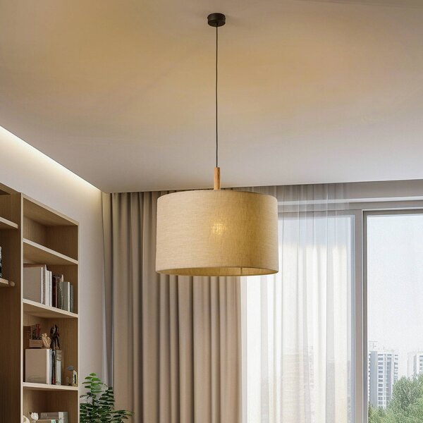 Żyrandol Deva Nature, 1-punktowa, tekstylny klosz Nature TK Lighting, możliwość ściemniania, salon / jadalnia, tkanina / materiał / jedwab, skandynawski