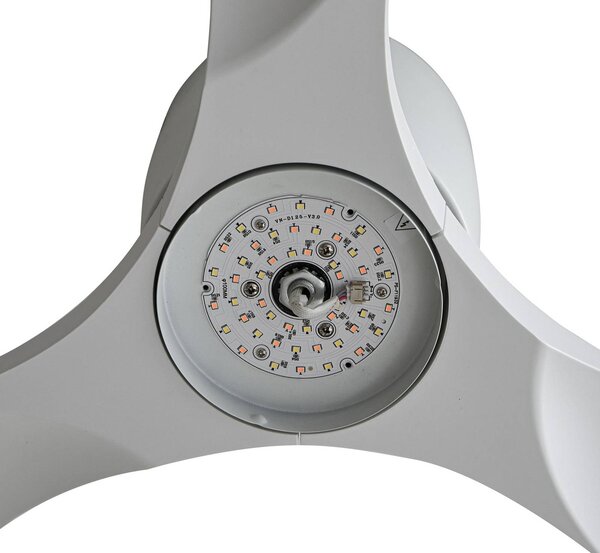 Lucande Smart – wentylator sufitowy LED Moneno, biały, DC, Tuya Moneno Lucande, możliwość ściemniania, biały / opal, salon / jadalnia, metal, nowoczesny
