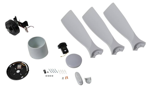 Lucande Smart – wentylator sufitowy LED Moneno, biały, DC, Tuya Moneno Lucande, możliwość ściemniania, biały / opal, salon / jadalnia, metal, nowoczesny