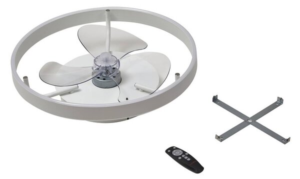 Wentylator sufitowy LED Lindby Momitu, biały, aluminium, Ø 50 cm Momitu Lindby, możliwość ściemniania, biały / opal, salon / jadalnia, aluminium, nowoczesny