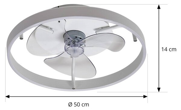 Wentylator sufitowy LED Lindby Momitu, biały, aluminium, Ø 50 cm Momitu Lindby, możliwość ściemniania, biały / opal, salon / jadalnia, aluminium, nowoczesny
