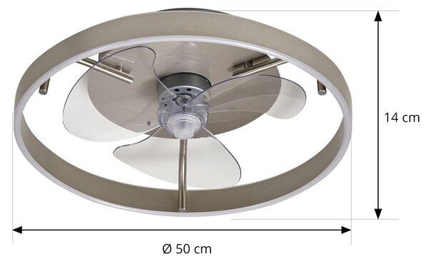 Wentylator sufitowy LED Lindby Momitu, srebrny, cichy, Ø 50 cm Momitu Lindby, możliwość ściemniania, aluminiowy / szary / cynkowy, salon / jadalnia, aluminium, nowoczesny