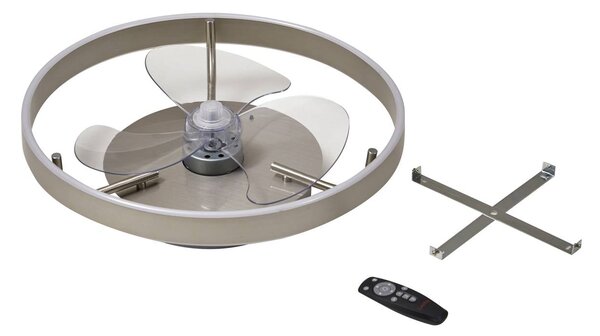 Wentylator sufitowy LED Lindby Momitu, srebrny, cichy, Ø 50 cm Momitu Lindby, możliwość ściemniania, aluminiowy / szary / cynkowy, salon / jadalnia, aluminium, nowoczesny