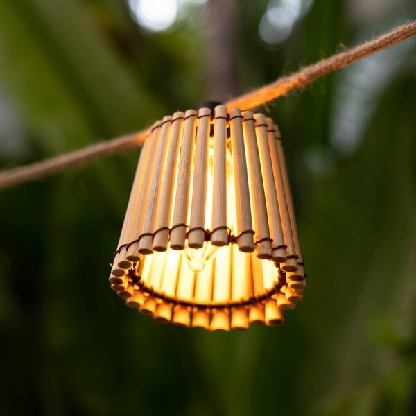 Newgarden Okinawa łańcuch świetlny 10-pkt. 24V, jasne drewno, bambus