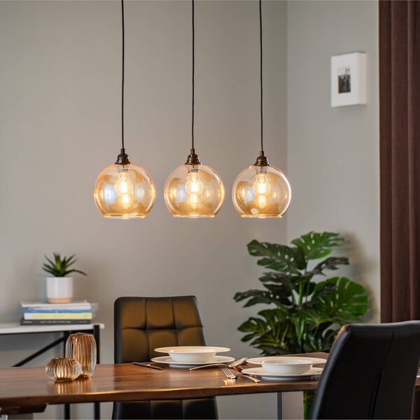 Lampa wisząca szklana Gold 022 Opviq, możliwość ściemniania, mosiężny / złoty, salon / jadalnia, szkło, nowoczesny