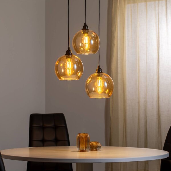 Lampa wisząca szklana Gold 021 Opviq, możliwość ściemniania, mosiężny / złoty, salon / jadalnia, szkło, nowoczesny