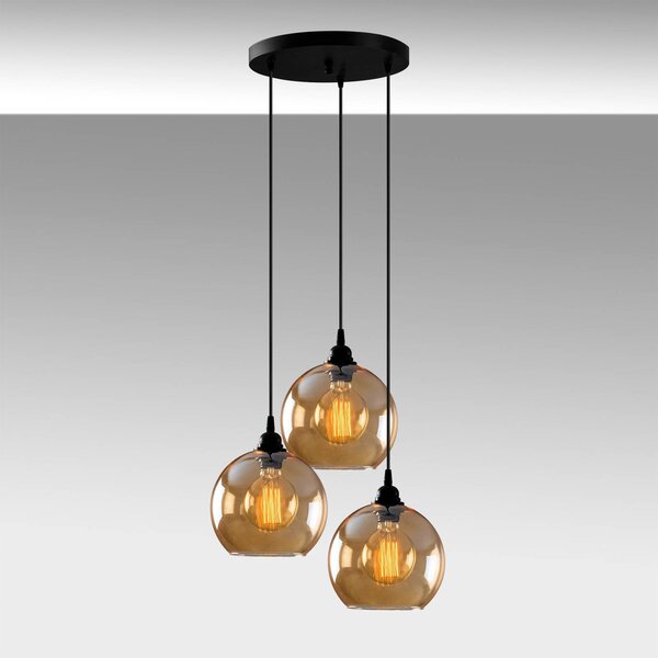 Lampa wisząca szklana Gold 021 Opviq, możliwość ściemniania, mosiężny / złoty, salon / jadalnia, szkło, nowoczesny