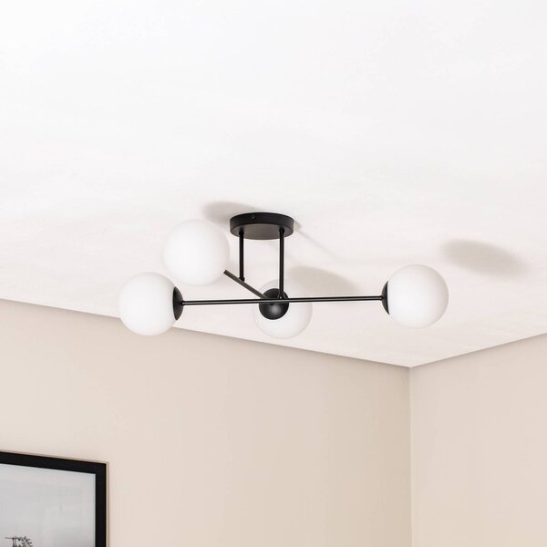 Lampa sufitowa Glassy Euluna, możliwość ściemniania, czarny, salon / jadalnia, szkło, nowoczesny