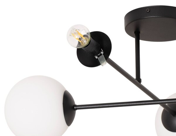 Lampa sufitowa Glassy Euluna, możliwość ściemniania, czarny, salon / jadalnia, szkło, nowoczesny