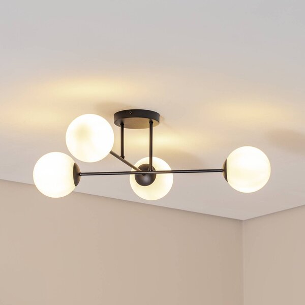 Lampa sufitowa Glassy Euluna, możliwość ściemniania, czarny, salon / jadalnia, szkło, nowoczesny