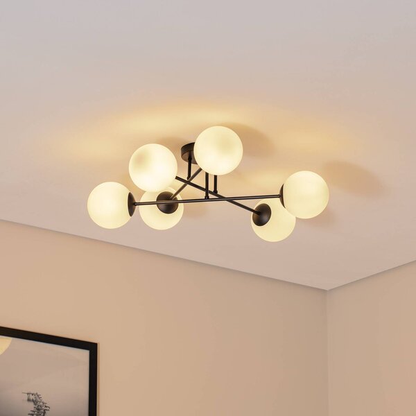 Lampa sufitowa Glassy Euluna, możliwość ściemniania, czarny, salon / jadalnia, szkło, nowoczesny