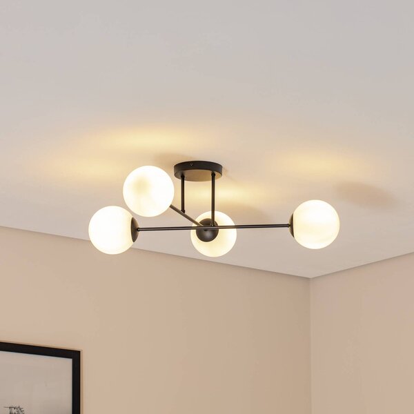 Lampa sufitowa Glassy Euluna, możliwość ściemniania, czarny, salon / jadalnia, szkło, nowoczesny