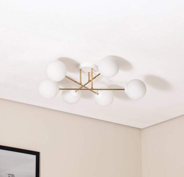 Lampa sufitowa Glassy Euluna, możliwość ściemniania, mosiężny / złoty, salon / jadalnia, szkło, nowoczesny