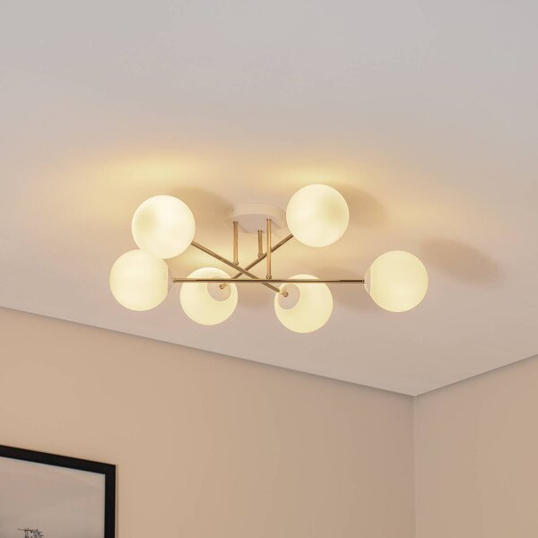 Lampa sufitowa Glassy Euluna, możliwość ściemniania, mosiężny / złoty, salon / jadalnia, szkło, nowoczesny