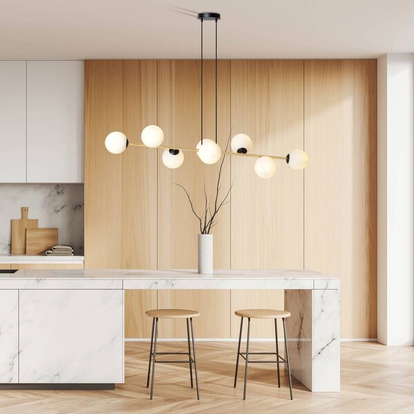 Lampa wisząca szklana Glassy Euluna, możliwość ściemniania, czarny, salon / jadalnia, szkło, nowoczesny