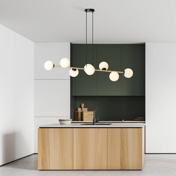 Lampa wisząca szklana Glassy Euluna, możliwość ściemniania, czarny, salon / jadalnia, szkło, nowoczesny