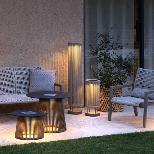 Les Jardins Lampa stojąca LED Rop&Strip wysokość 120 cm, 3000 K, 500 lm Rop&Strip, możliwość ściemniania, brązowy / rdzawy, aluminium, nowoczesny