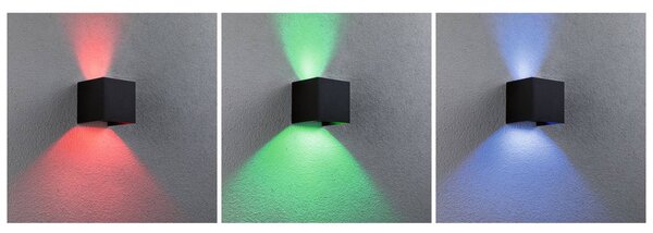 Paulmann kinkiet zewnętrzny LED Cybo, RGBW, 10 cm, antracyt możliwość ściemniania, czarny, aluminium, nowoczesny