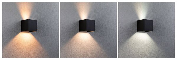 Paulmann kinkiet zewnętrzny LED Cybo, RGBW, 10 cm, antracyt możliwość ściemniania, czarny, aluminium, nowoczesny