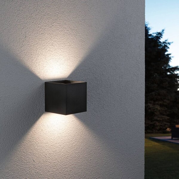 Paulmann kinkiet zewnętrzny LED Cybo, RGBW, 10 cm, antracyt możliwość ściemniania, czarny, aluminium, nowoczesny