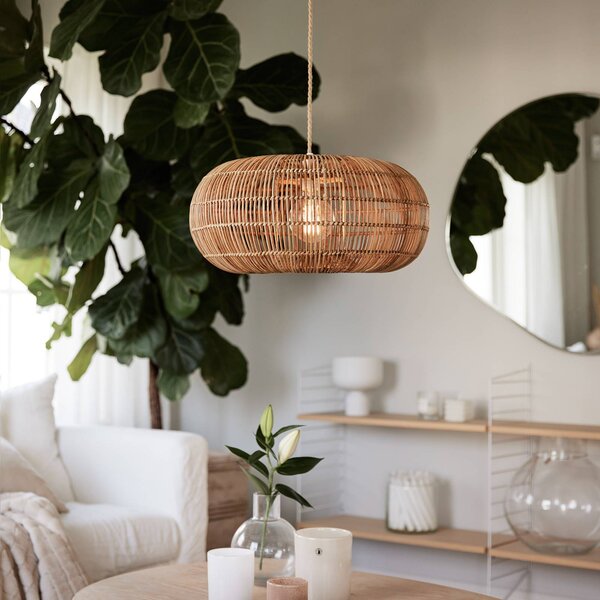 PR Home Lampa wisząca Zuri, możliwość ściemniania, jasne drewno, salon / jadalnia