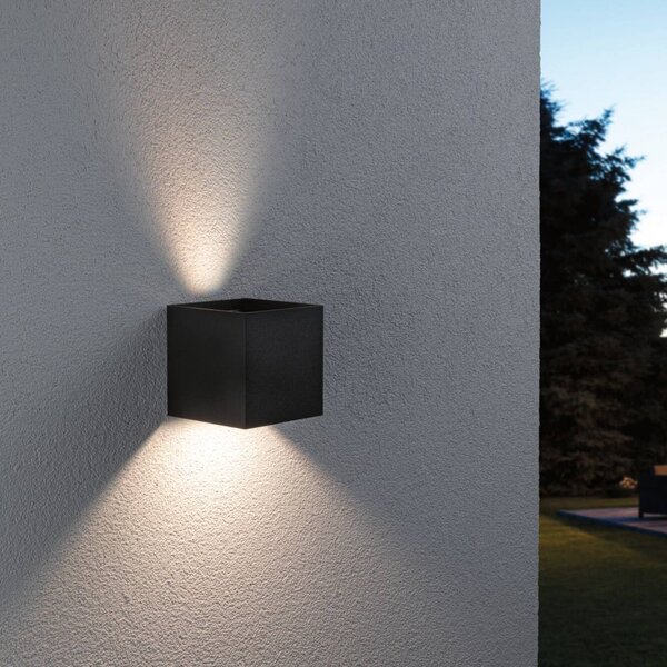 Paulmann kinkiet zewnętrzny LED Cybo, RGBW, 10 cm, antracyt możliwość ściemniania, czarny, aluminium, nowoczesny