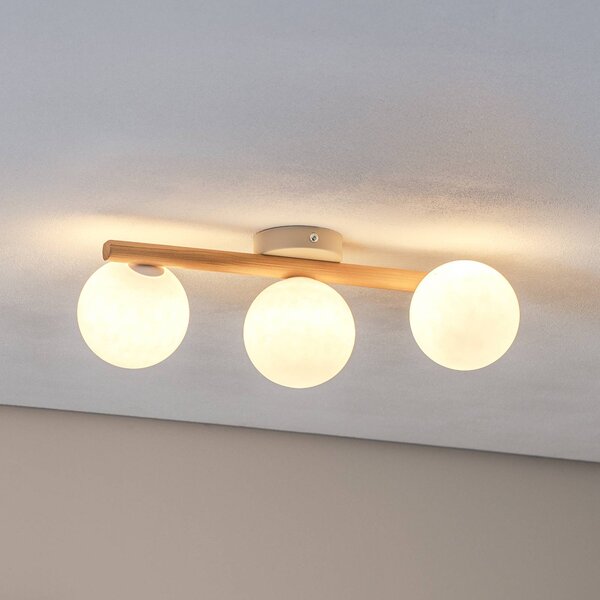 Lampa sufitowa Estera TK Lighting, możliwość ściemniania, jasne drewno, salon / jadalnia, szkło