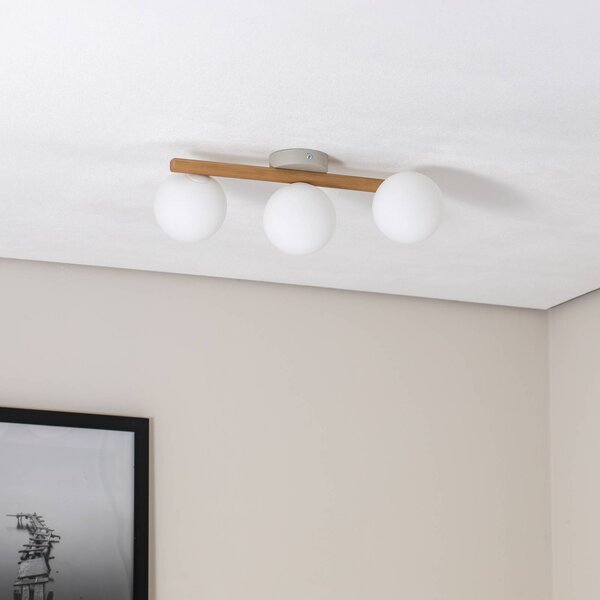 Lampa sufitowa Estera TK Lighting, możliwość ściemniania, jasne drewno, salon / jadalnia, szkło