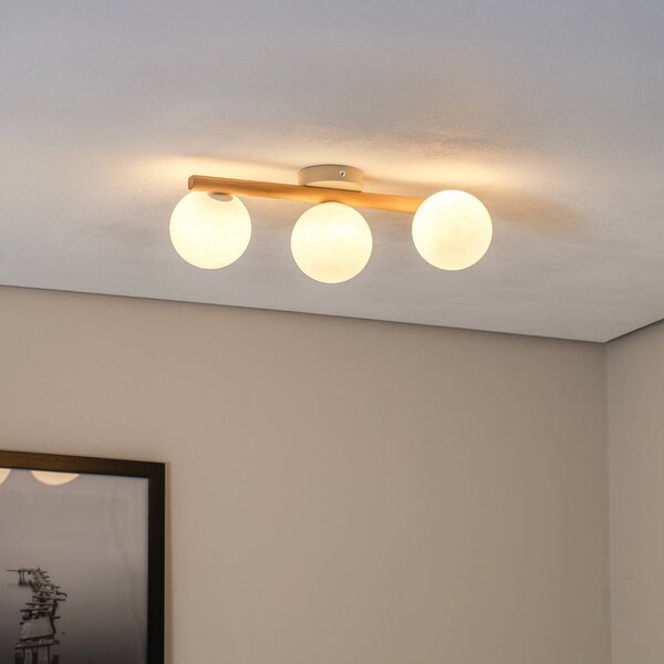 Lampa sufitowa Estera TK Lighting, możliwość ściemniania, jasne drewno, salon / jadalnia, szkło