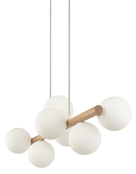 Lampa wisząca szklana Estera TK Lighting, możliwość ściemniania, jasne drewno, salon / jadalnia, szkło