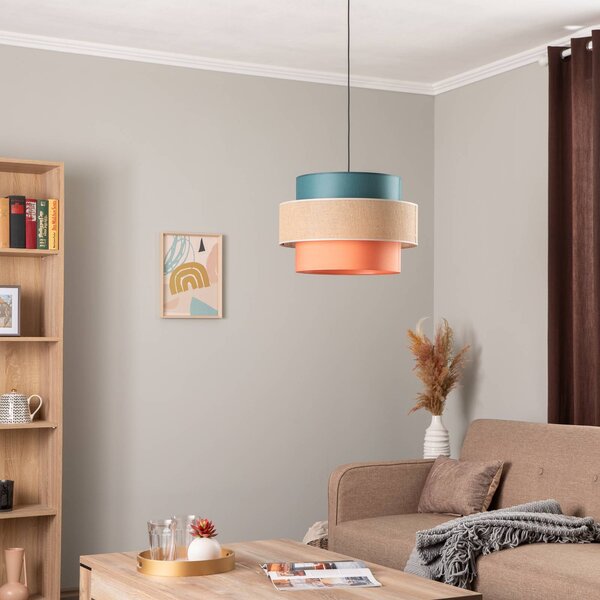 Lampa wisząca Trio TK Lighting, możliwość ściemniania, multikolor, salon / jadalnia, tkanina / materiał / jedwab