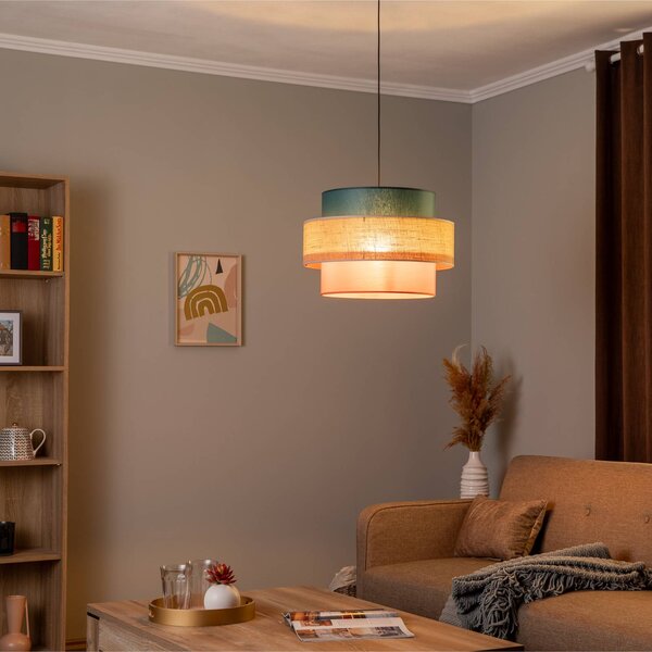 Lampa wisząca Trio TK Lighting, możliwość ściemniania, multikolor, salon / jadalnia, tkanina / materiał / jedwab