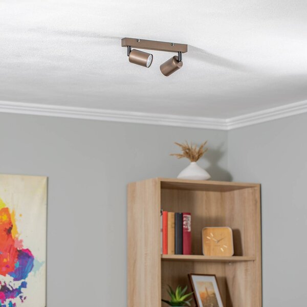 Reflektor sufitowy Top, regulowany, brązowy, 2-punktowy, liniowy Top TK Lighting, możliwość ściemniania, brązowy / rdzawy, salon / jadalnia, metal, nowoczesny