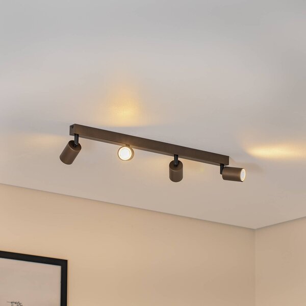 Reflektor sufitowy Top, regulowany, brązowy, 4-punktowa liniowa Top TK Lighting, możliwość ściemniania, brązowy / rdzawy, salon / jadalnia, metal, nowoczesny