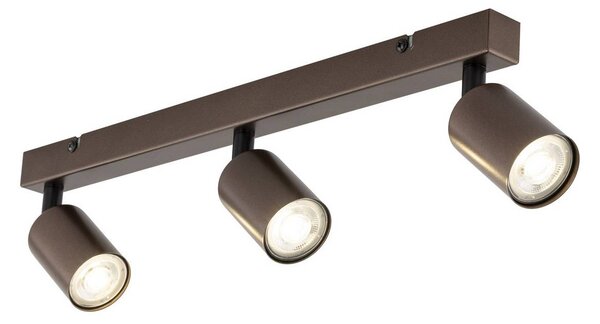 Reflektor sufitowy Top, regulowany, brązowy, 3-punktowa liniowa Top TK Lighting, możliwość ściemniania, brązowy / rdzawy, salon / jadalnia, metal, nowoczesny