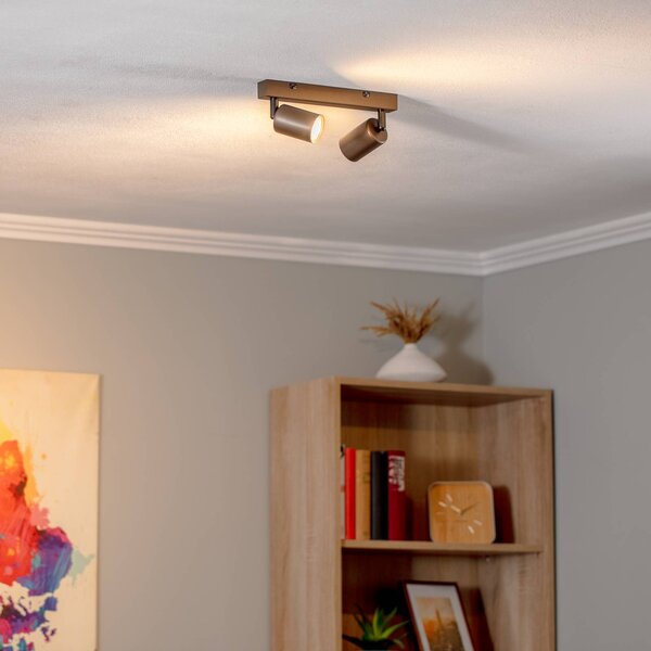 Reflektor sufitowy Top, regulowany, brązowy, 2-punktowy, liniowy Top TK Lighting, możliwość ściemniania, brązowy / rdzawy, salon / jadalnia, metal, nowoczesny