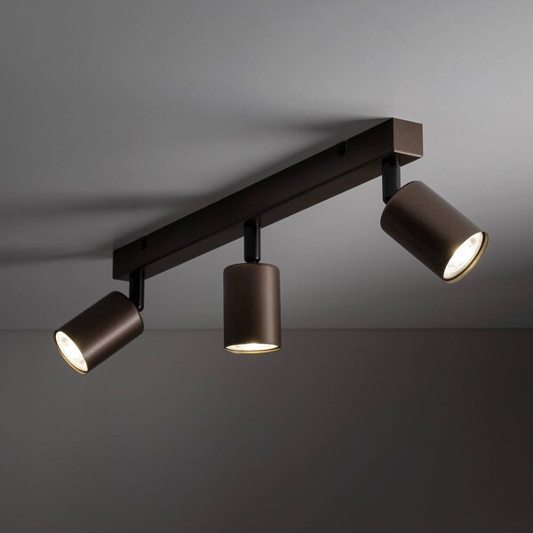 Reflektor sufitowy Top, regulowany, brązowy, 3-punktowa liniowa Top TK Lighting, możliwość ściemniania, brązowy / rdzawy, salon / jadalnia, metal, nowoczesny