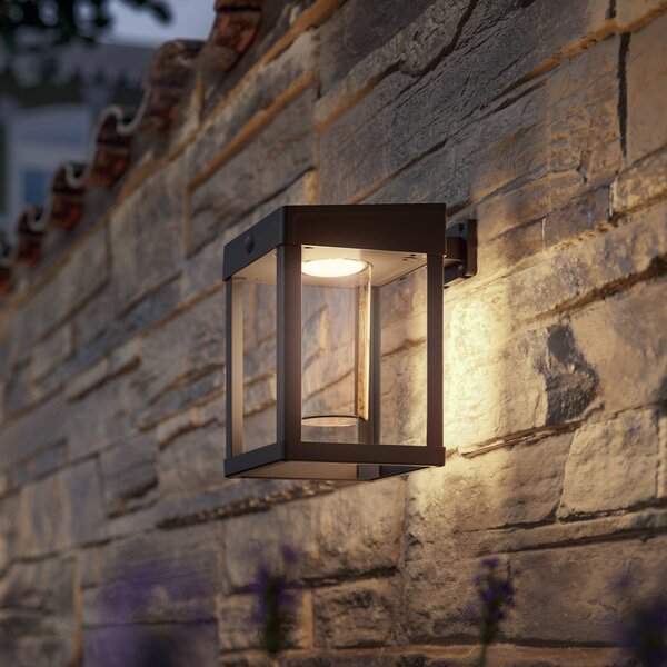 Philips Lampa ścienna z czujnikiem solarnym Camill czarna/przezroczysta 14 x, czarny, tworzywo sztuczne, nowoczesny