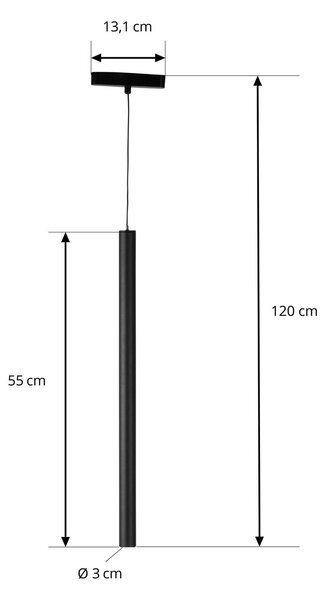 Lampa wisząca LED Lumaro, czarna, Ø3cm,aluminium,48V,ściemniana Lumaro 48V Lindby, możliwość ściemniania, czarny, salon / jadalnia, aluminium, nowoczesny