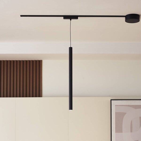 Lampa wisząca LED Lumaro, czarna, Ø3cm,aluminium,48V,ściemniana Lumaro 48V Lindby, możliwość ściemniania, czarny, salon / jadalnia, aluminium, nowoczesny