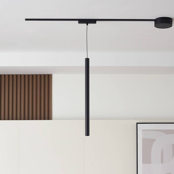 Lampa wisząca LED Lumaro, czarna, Ø3cm,aluminium,48V,ściemniana Lumaro 48V Lindby, możliwość ściemniania, czarny, salon / jadalnia, aluminium, nowoczesny